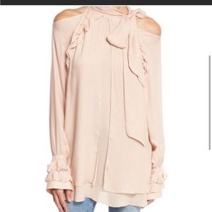 IRO Frejan Voile Soft Pink Cold Shoulder Top/blouse.